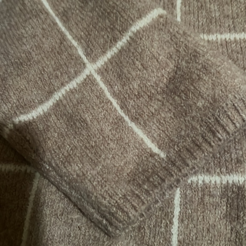 Madewell Windowpane Turtleneck Sweater Women’s XL very Good Tan Cream - Picture 8 of 10